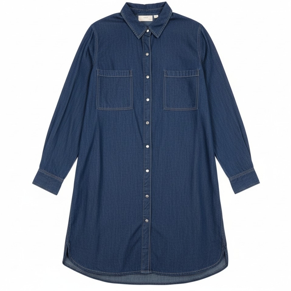 Blue by RD Navy Blue Denim Dress Medium NWT 100% Cotton Long Sleeve
